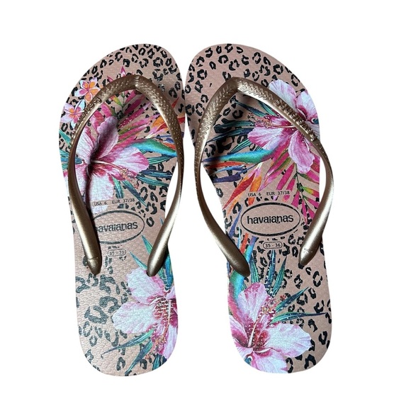 Havaianas | Tropical Floral Animal Print Flip Flops - Picture 2 of 7